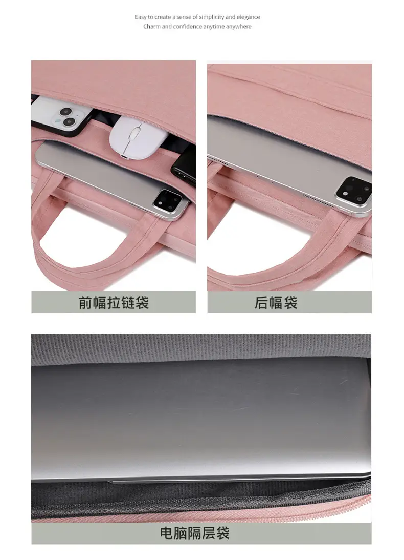 Waterproof Business Laptop Bag Pink Shoulder Crossbody — feature 9