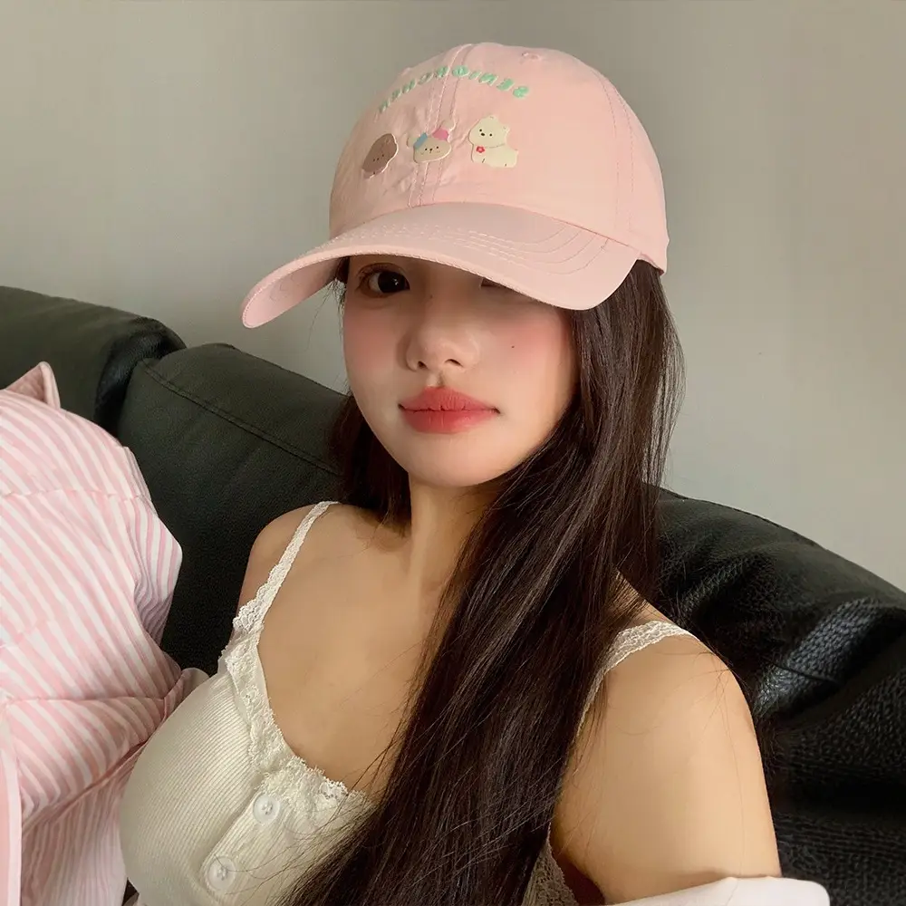 Women Pink Puppy Embroidered Baseball Cap Spring Summer Travel - Image 11