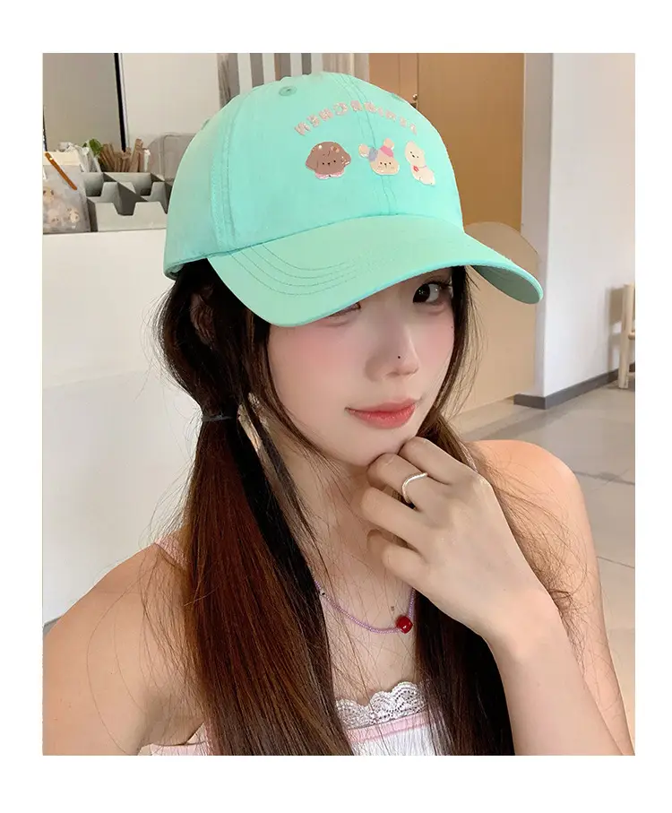 Women Pink Puppy Embroidered Baseball Cap Spring Summer Travel — feature 3