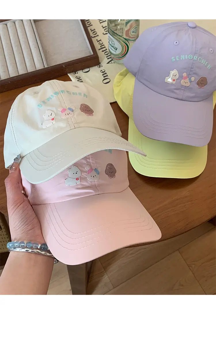 Women Pink Puppy Embroidered Baseball Cap Spring Summer Travel — feature 9
