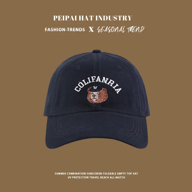 Women 2025 Spring Summer Bear Sunshade Cap Wide Brim Baseball Cap — feature 11