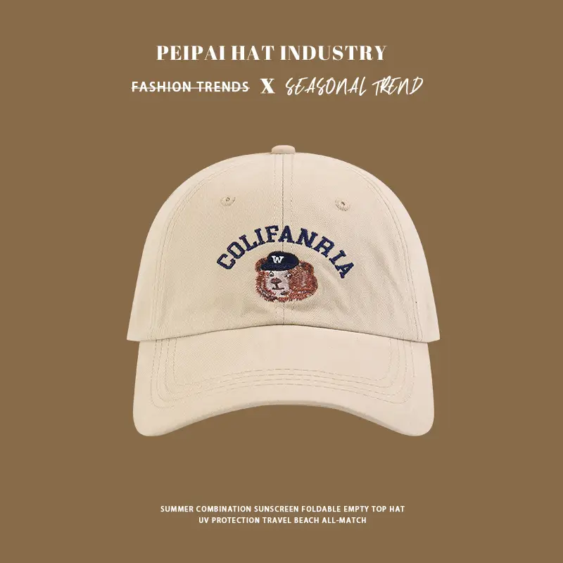 Women 2025 Spring Summer Bear Sunshade Cap Wide Brim Baseball Cap — feature 7