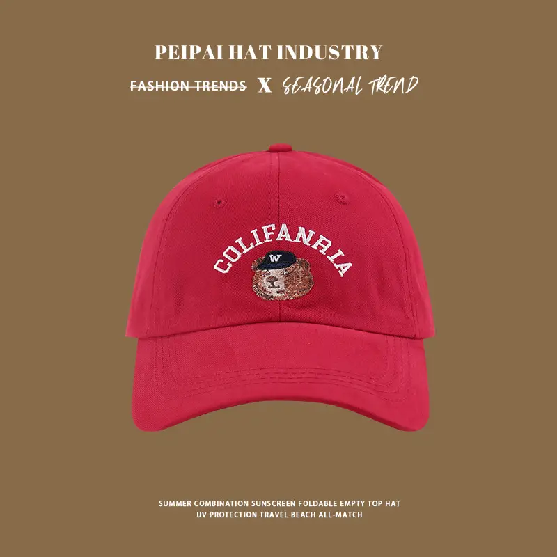 Women 2025 Spring Summer Bear Sunshade Cap Wide Brim Baseball Cap - Image 6