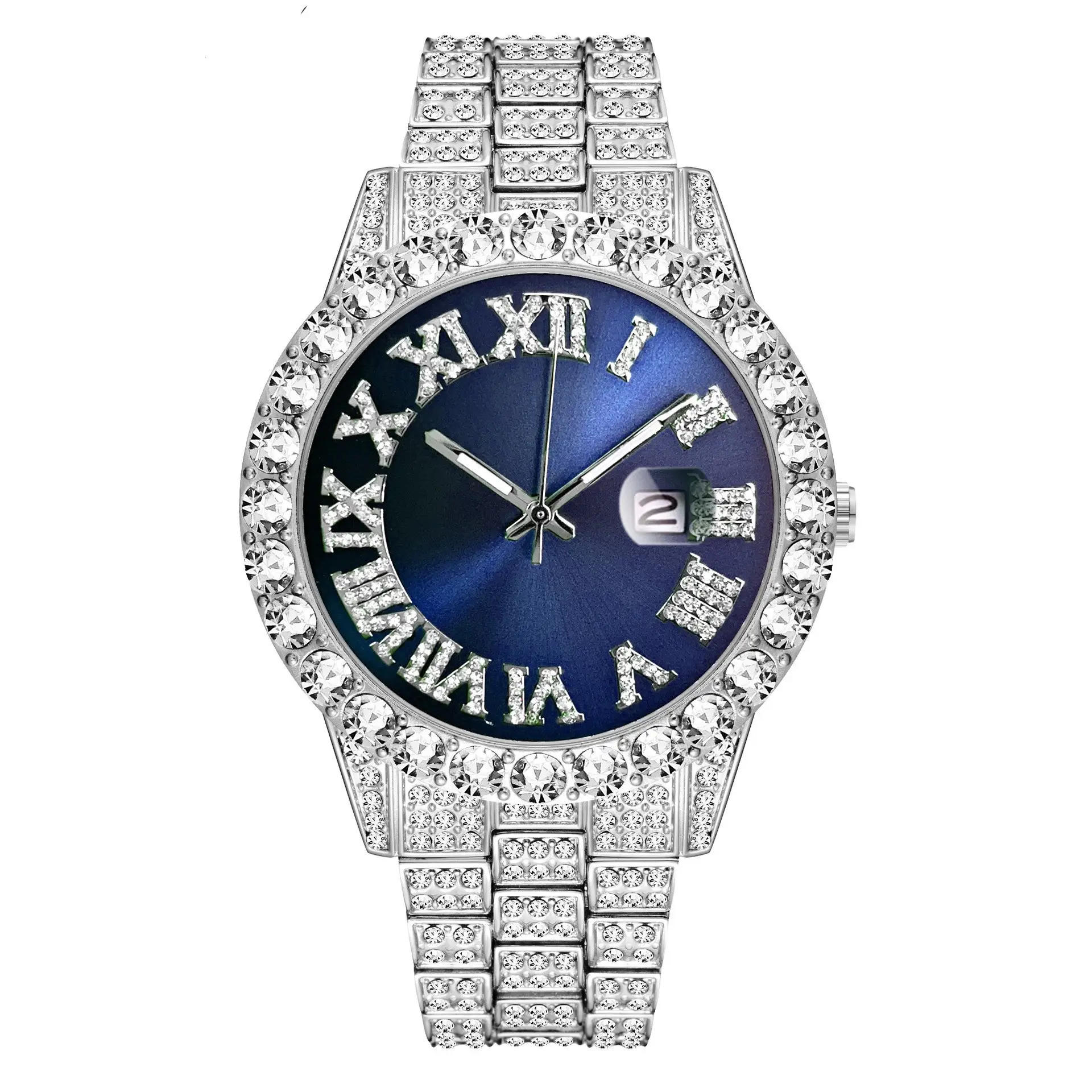 Men's Green Dial Diamond Watch with Gold Strap - Image 14