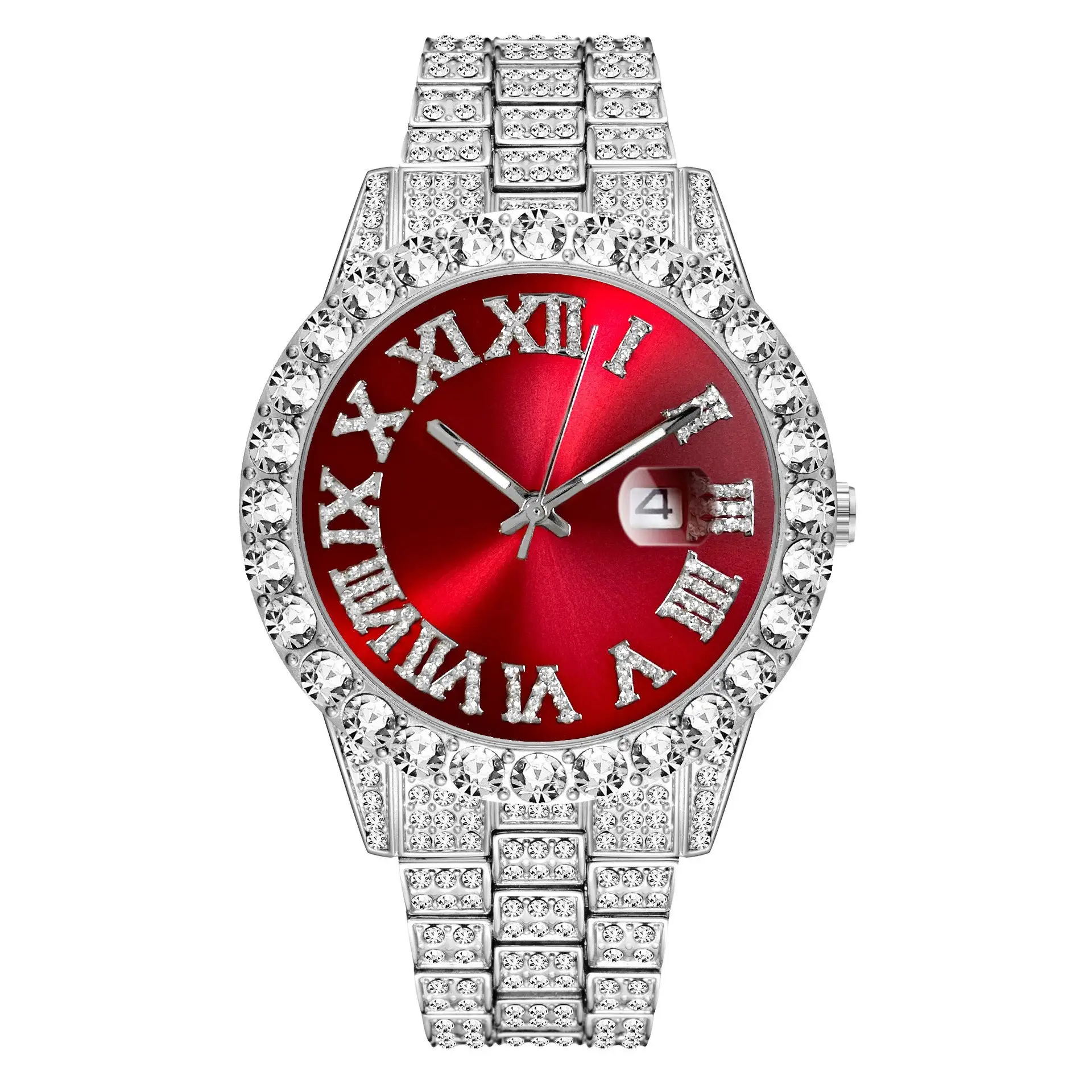 Men's Green Dial Diamond Watch with Gold Strap - Image 2