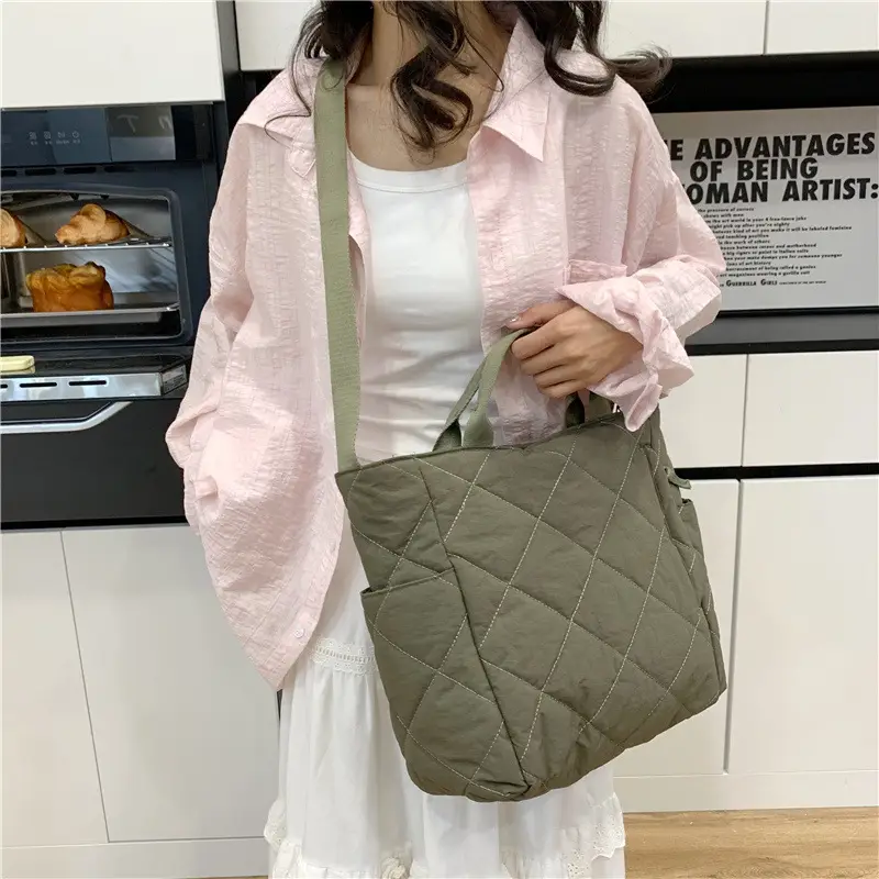 New Autumn Cotton Quilted Tote Bags Multi Color - Image 10