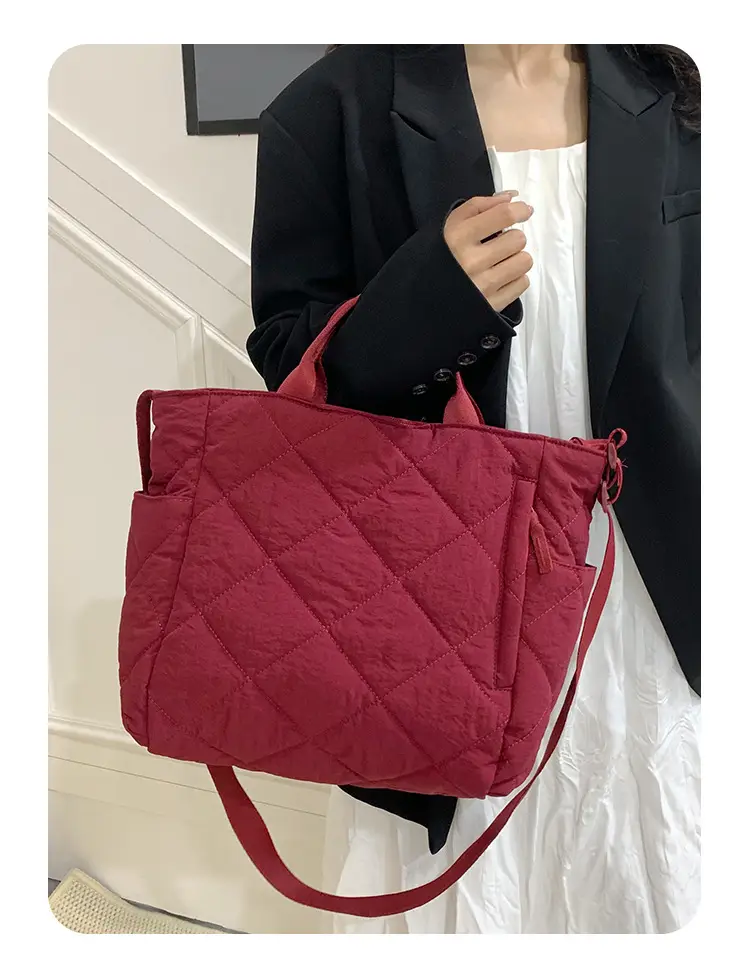 New Autumn Cotton Quilted Tote Bags Multi Color — feature 2