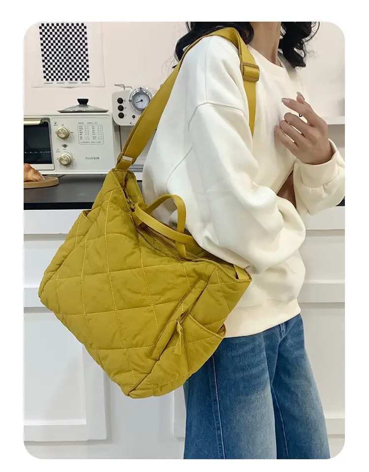 New Autumn Cotton Quilted Tote Bags Multi Color — feature 3