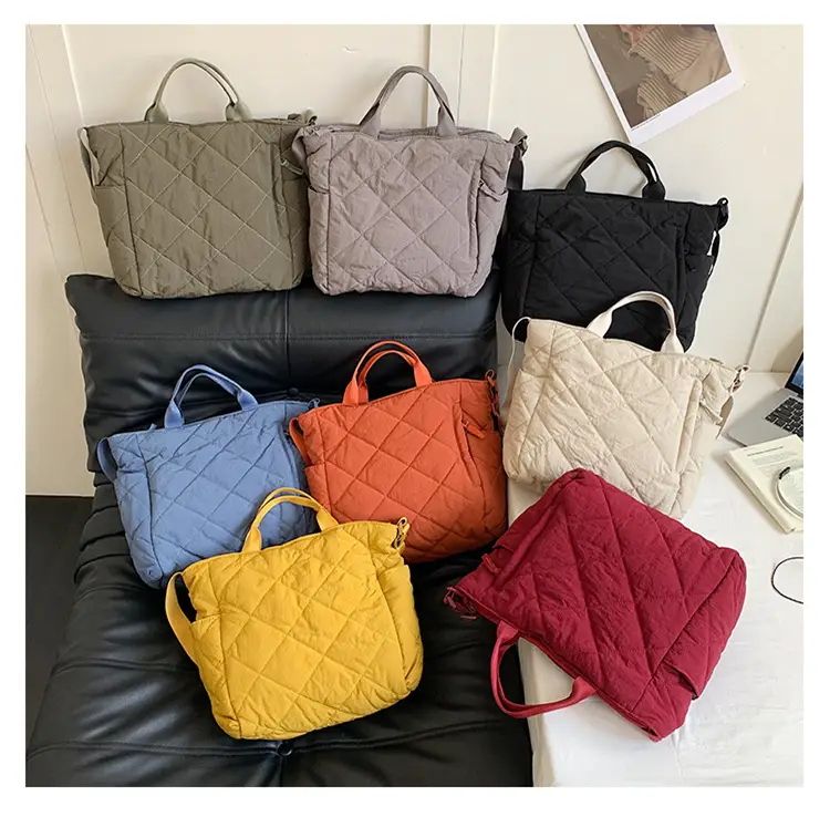 New Autumn Cotton Quilted Tote Bags Multi Color — feature 34