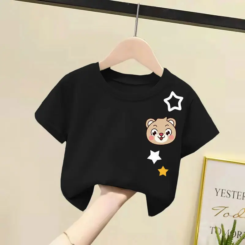 2024 Cotton Bear Print T-Shirts for Boys Girls Medium