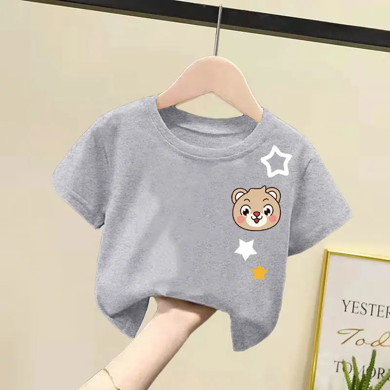 2024 Cotton Bear Print T-Shirts for Boys Girls Medium