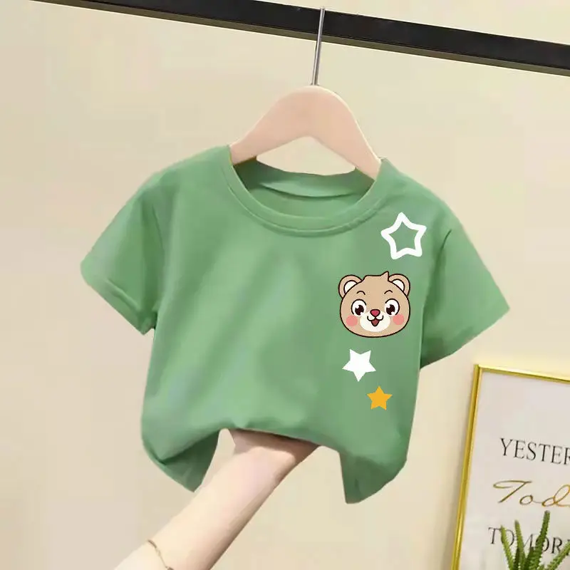 2024 Cotton Bear Print T-Shirts for Boys Girls Medium
