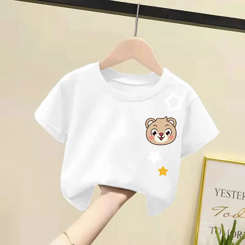 2024 Cotton Bear Print T-Shirts for Boys Girls Medium