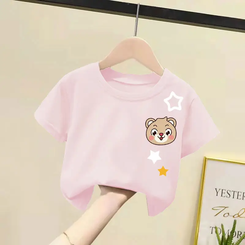 2024 Cotton Bear Print T-Shirts for Boys Girls Medium