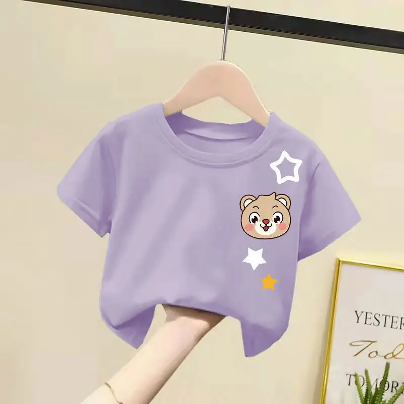 2024 Cotton Bear Print T-Shirts for Boys Girls Medium