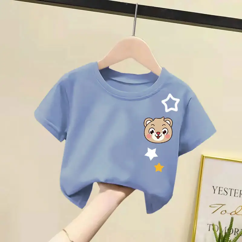 2024 Cotton Bear Print T-Shirts for Boys Girls Medium