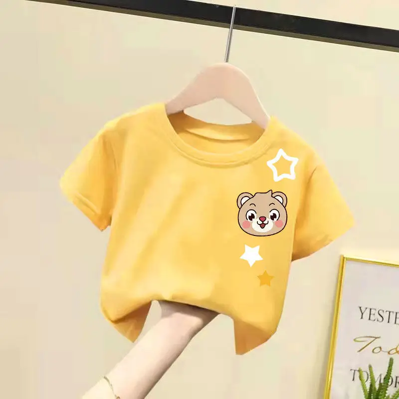 2024 Cotton Bear Print T-Shirts for Boys Girls Medium
