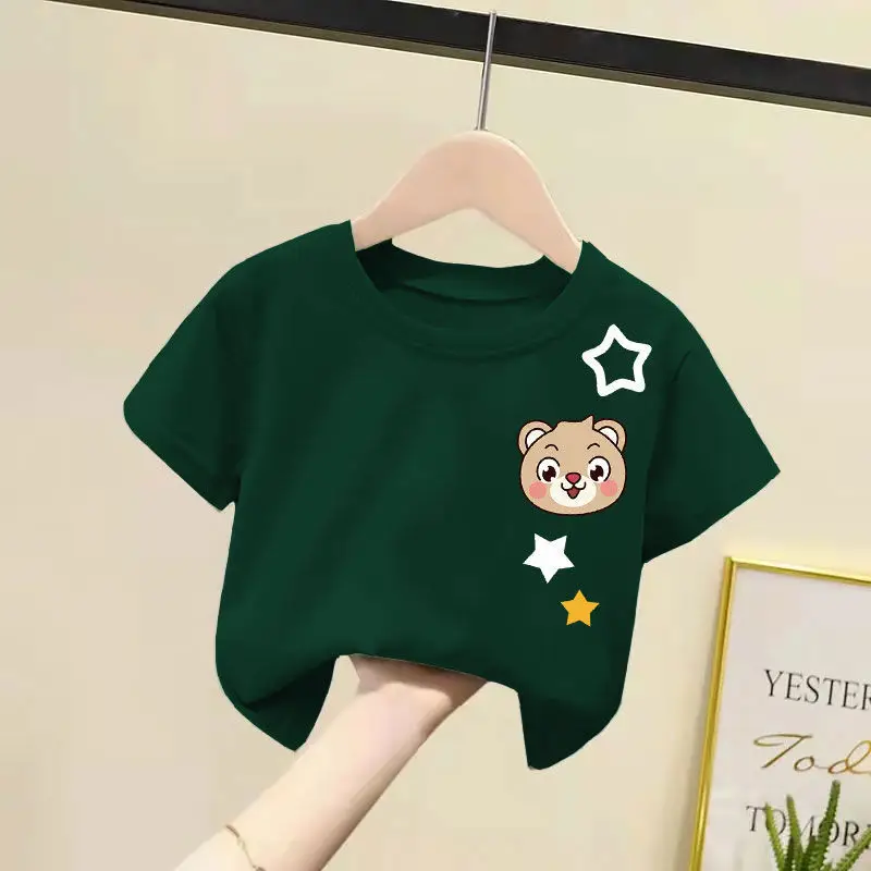 2024 Cotton Bear Print T-Shirts for Boys Girls Medium