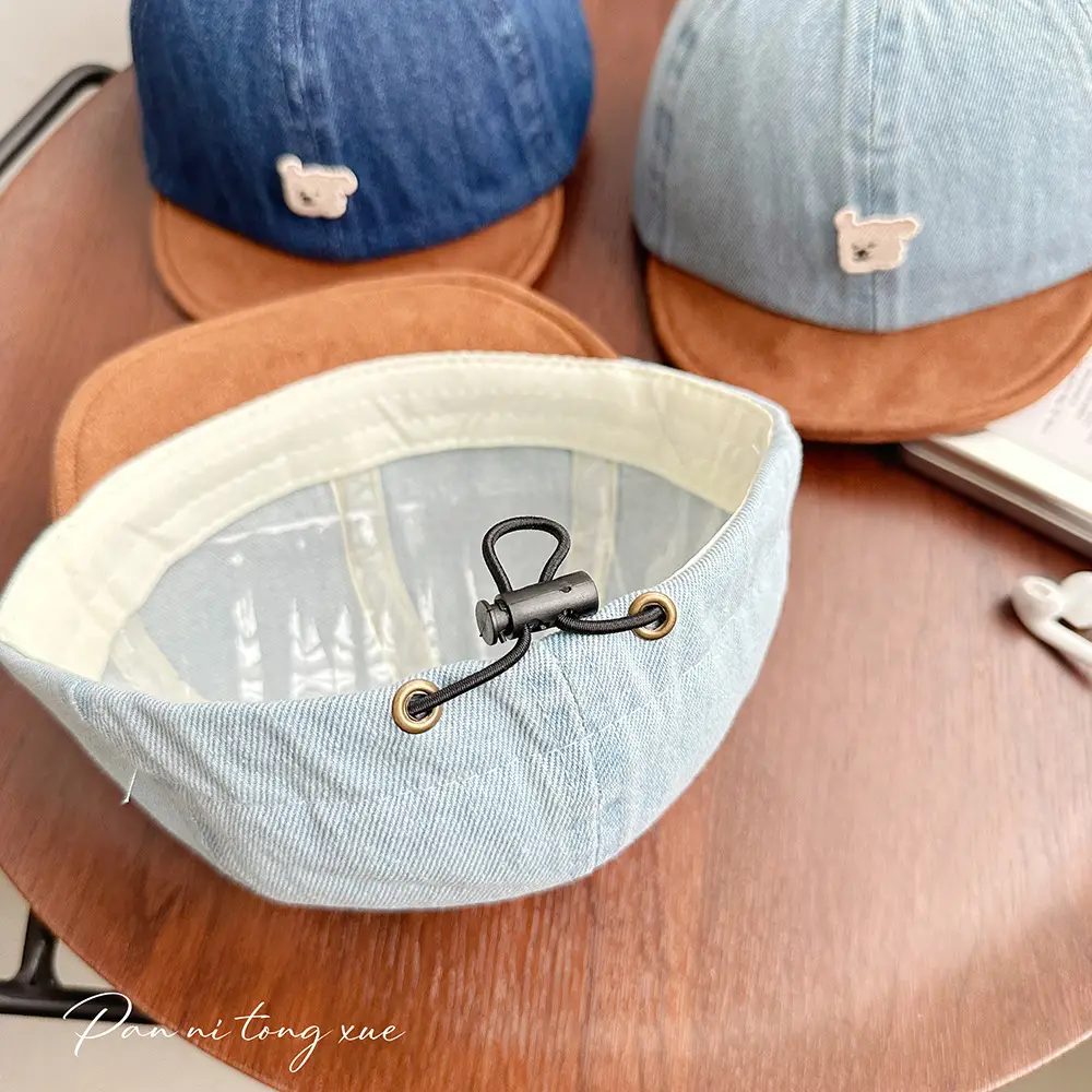 Retro Denim Bear Cap for Kids Men Women Short Brim Baseball — feature 23