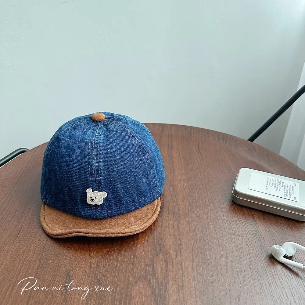 Retro Denim Bear Cap for Kids Men Women Short Brim Baseball — feature 29