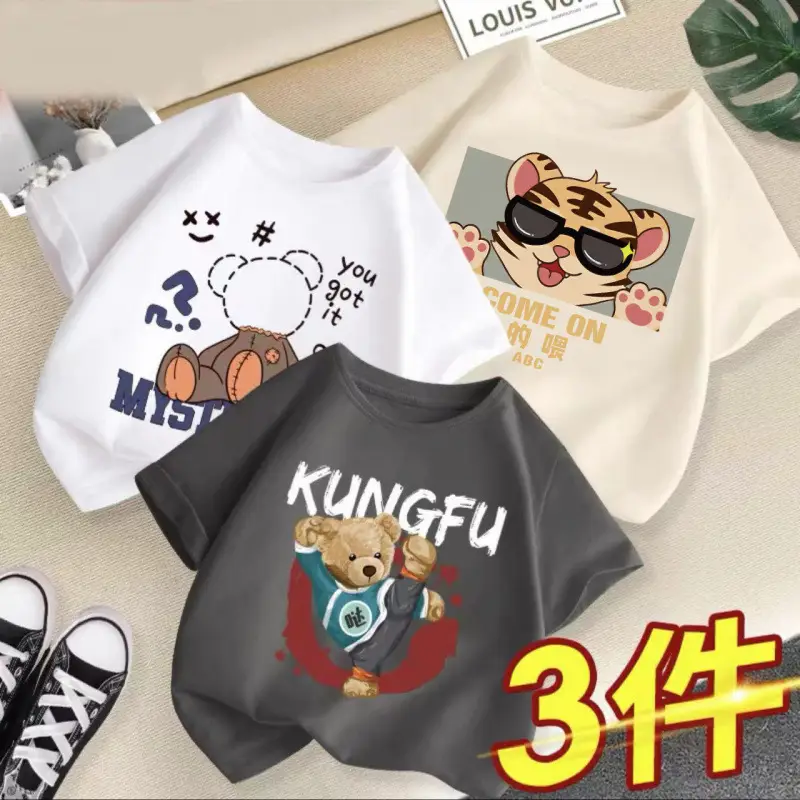 Boys 3Pcs Cool China Graphic T-Shirts - Image 3