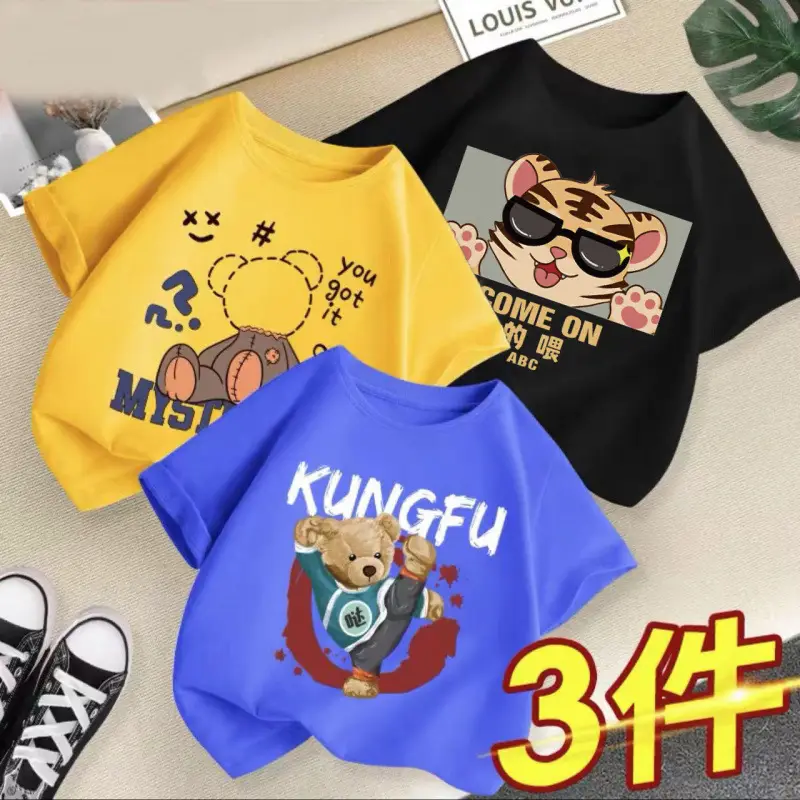Boys 3Pcs Cool China Graphic T-Shirts - Image 5