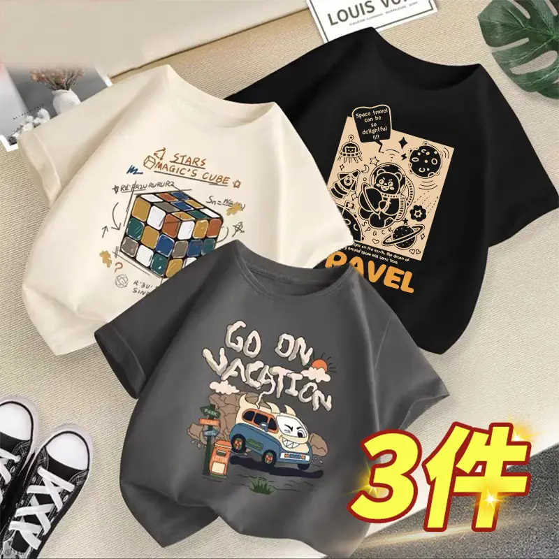 Boys 3Pcs Cool China Graphic T-Shirts - Image 6