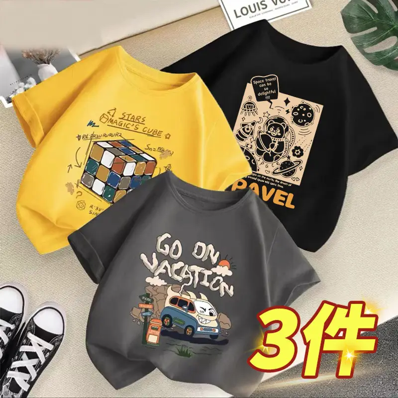 Boys 3Pcs Cool China Graphic T-Shirts - Image 7