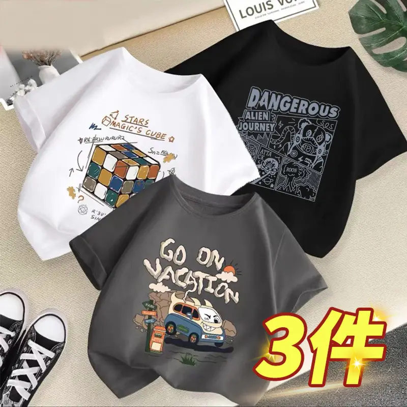 Boys 3Pcs Cool China Graphic T-Shirts - Image 9