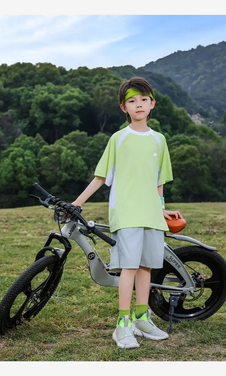 Panda Yuanyuan Boys Cycling Shirt Green 10W Cooling — feature 25