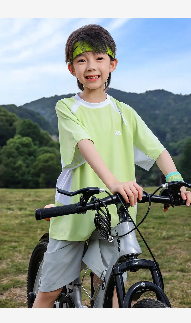 Panda Yuanyuan Boys Cycling Shirt Green 10W Cooling — feature 26