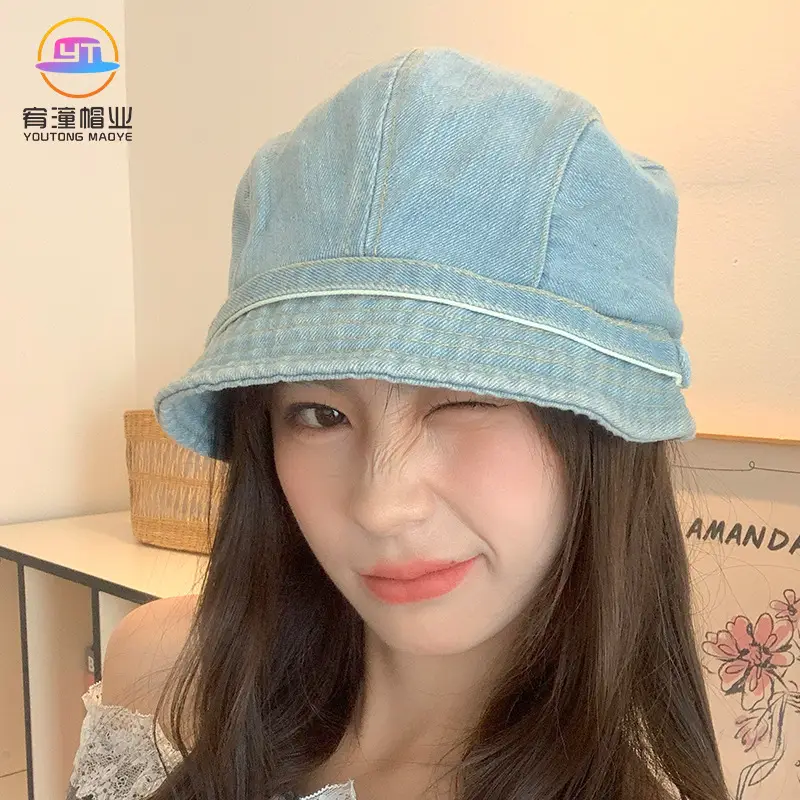 Washed Denim Forward Beret Hat for Women - Image 4