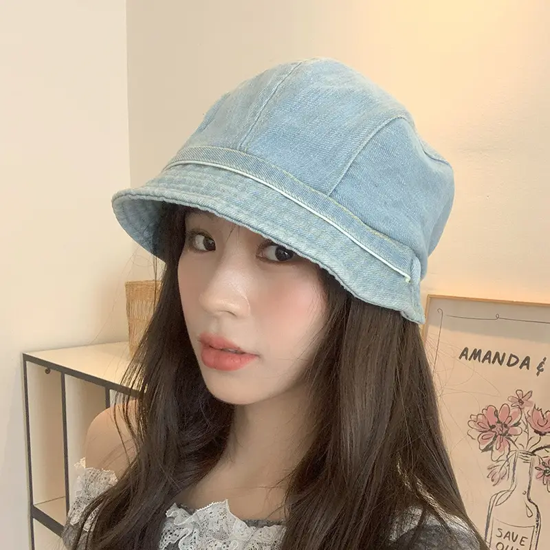 Washed Denim Forward Beret Hat for Women - Image 5