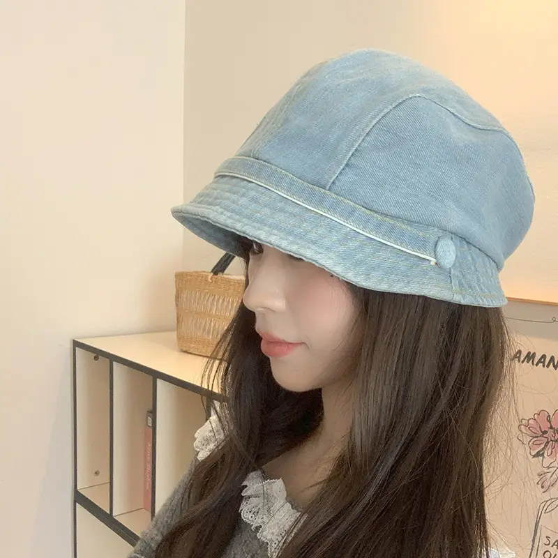 Washed Denim Forward Beret Hat for Women - Image 7