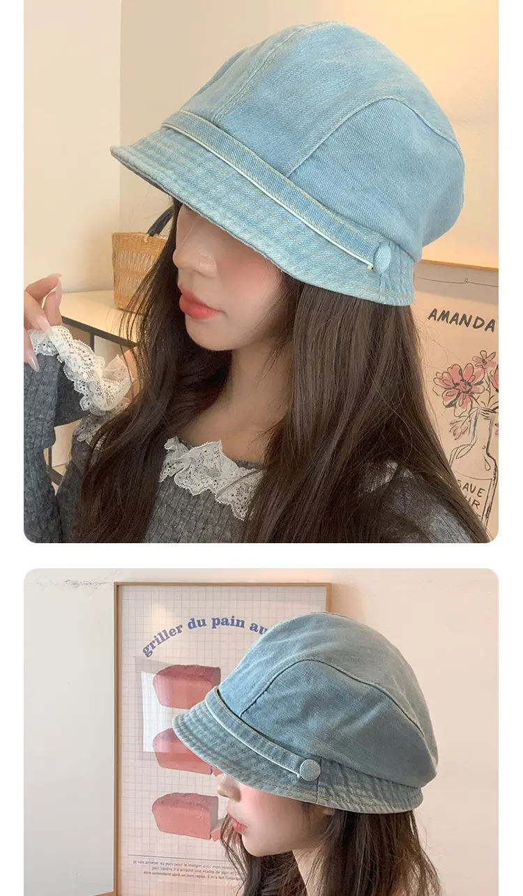 Washed Denim Forward Beret Hat for Women — feature 12