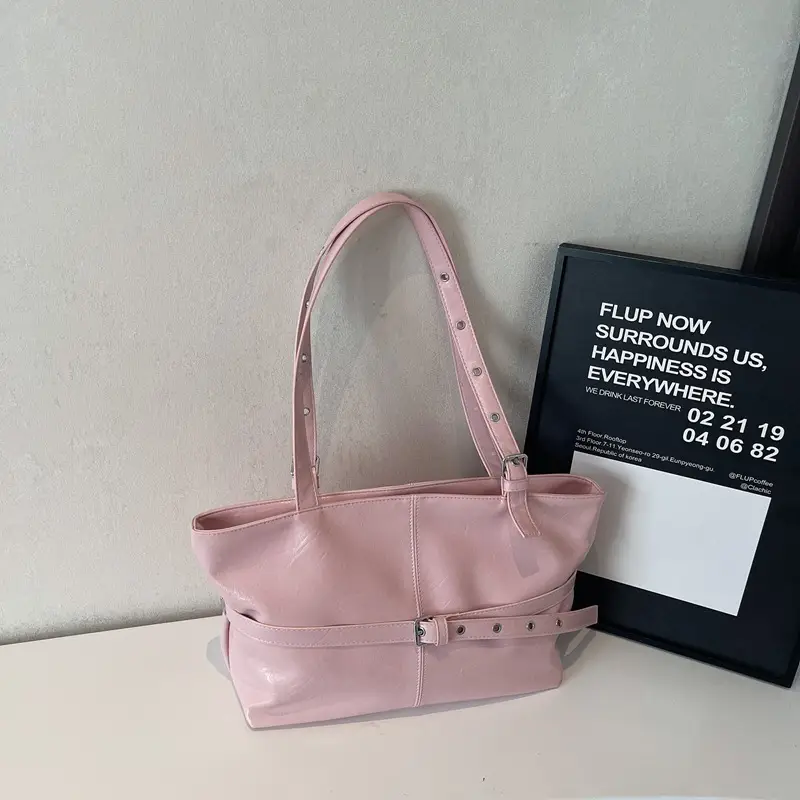 Pink Leather Shoulder Bag for Women 2025 Fashion - Image 7