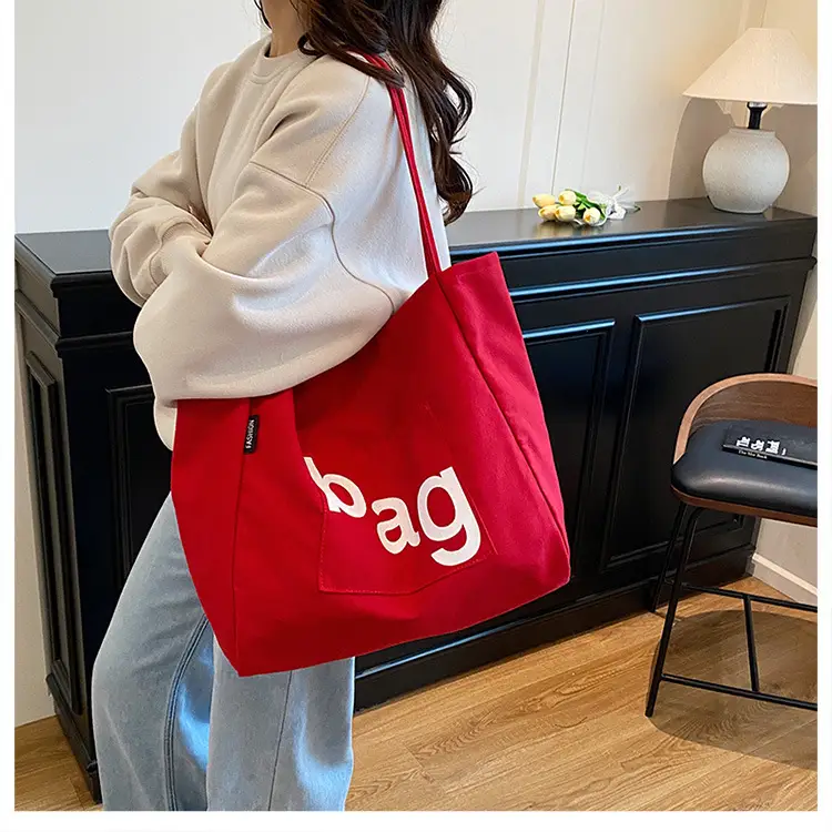 Women Large Capacity Canvas Tote Bag with "bag" Print — feature 18