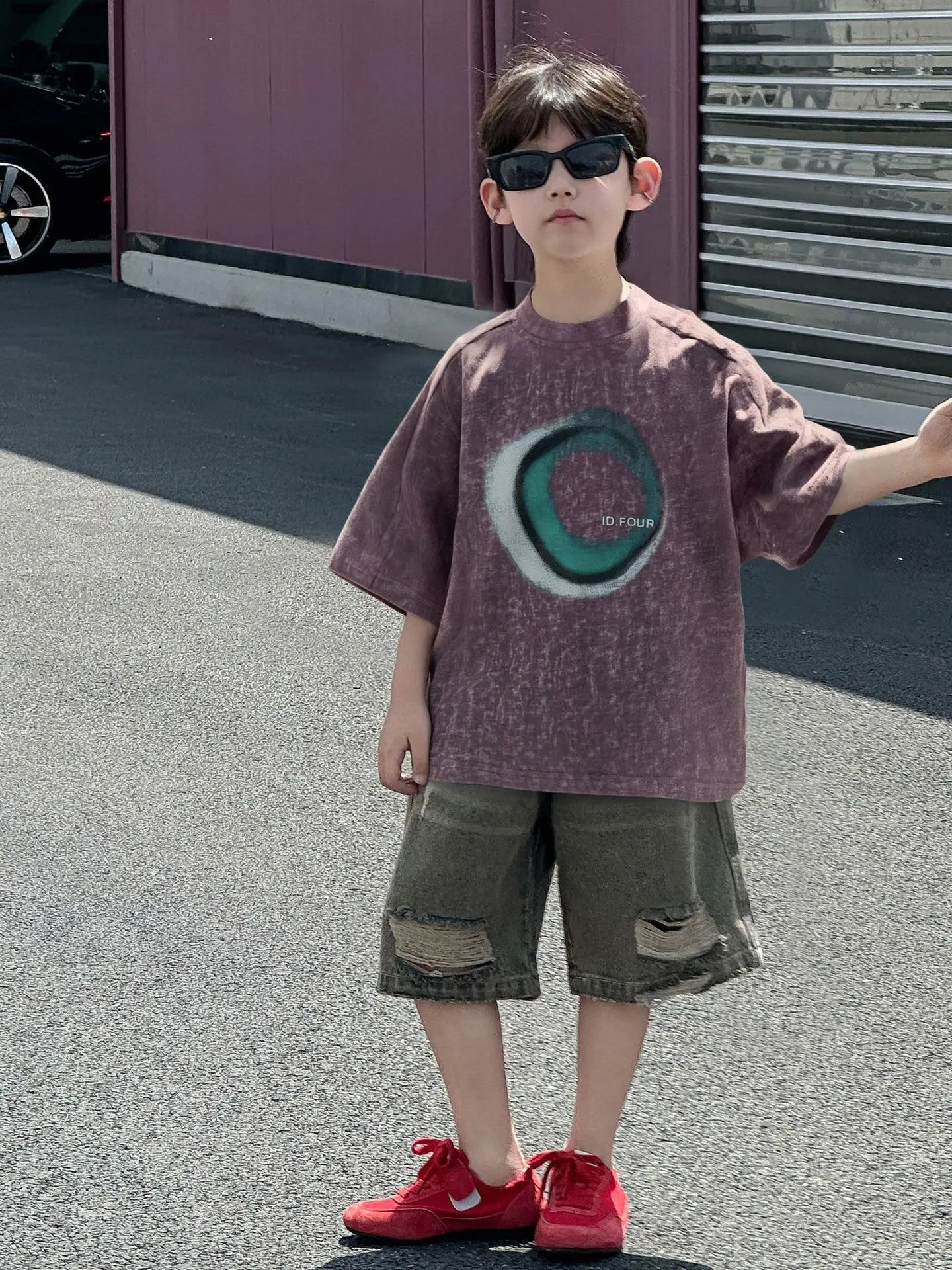 Boys T-shirt Purple Round Logo Short Sleeve 2025 — feature 5