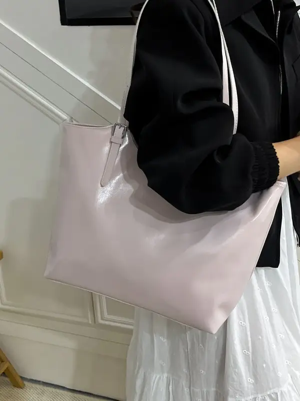 Gold Leather Tote Bag for Women Large Capacity 2025