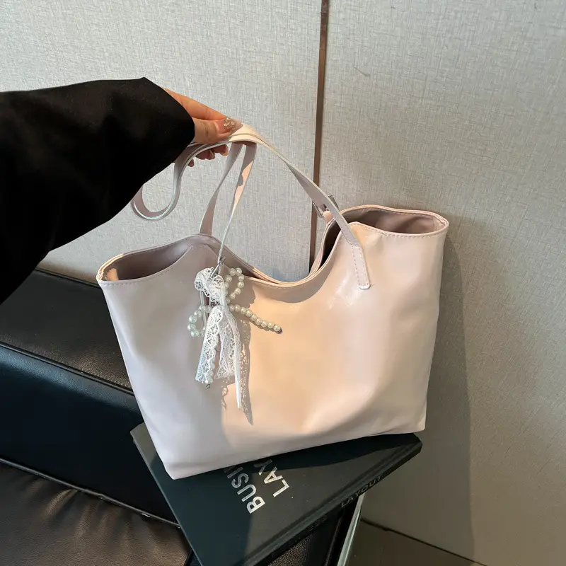 Gold Leather Tote Bag for Women Large Capacity 2025