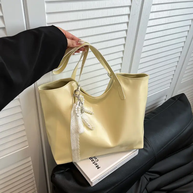 Gold Leather Tote Bag for Women Large Capacity 2025