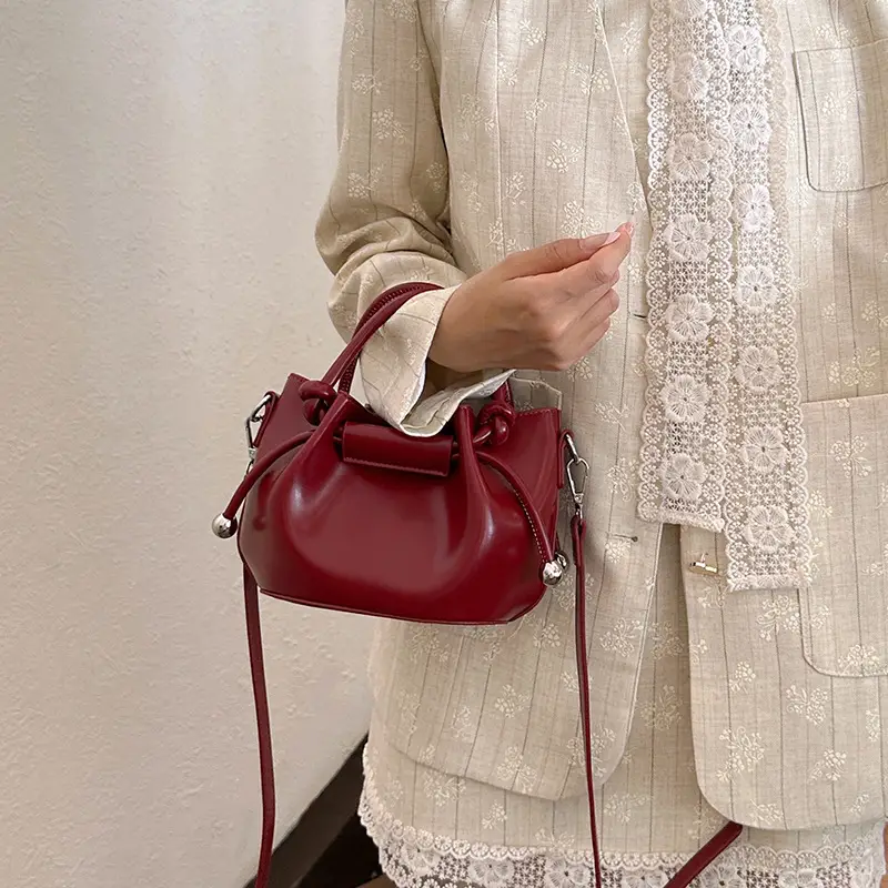 White Pleated Handbag with Crossbody Strap for Women