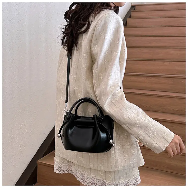 White Pleated Handbag with Crossbody Strap for Women — feature 11