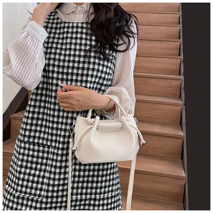 White Pleated Handbag with Crossbody Strap for Women — feature 16