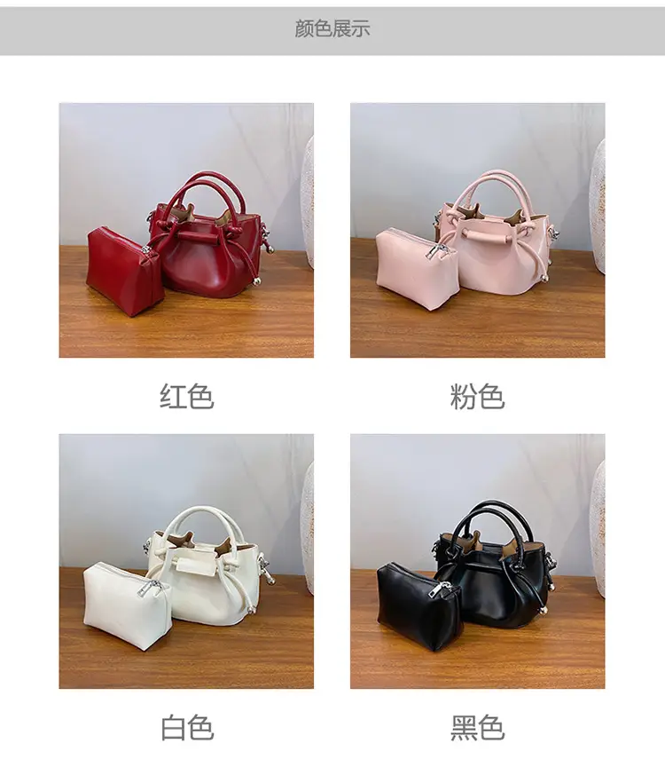 White Pleated Handbag with Crossbody Strap for Women — feature 5
