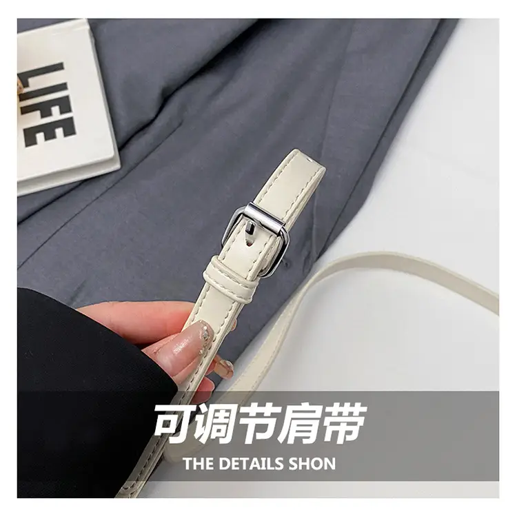 White Pleated Handbag with Crossbody Strap for Women — feature 8