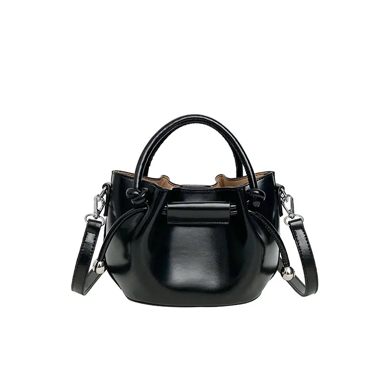 White Pleated Handbag with Crossbody Strap for Women