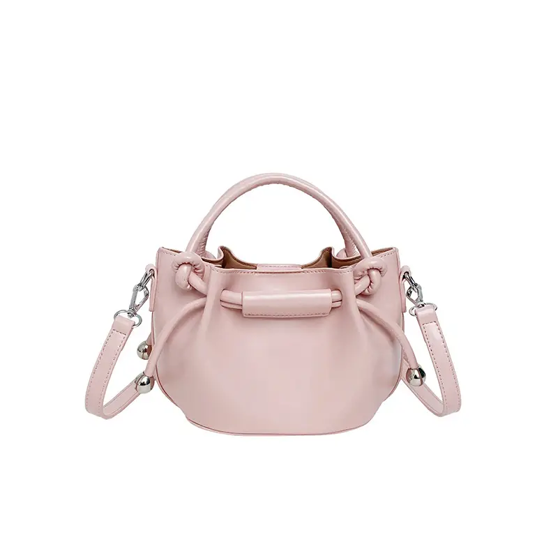 White Pleated Handbag with Crossbody Strap for Women
