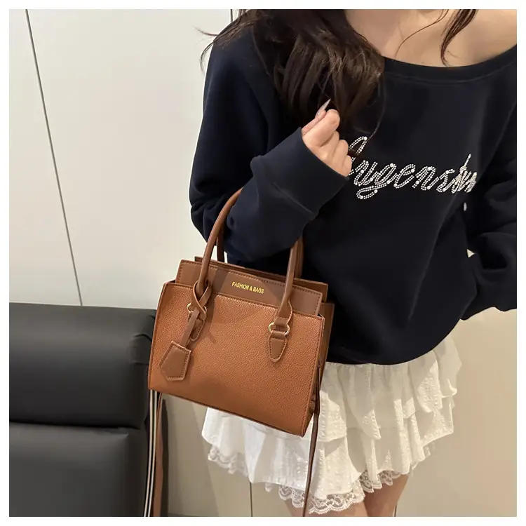 White Brown Textured Shoulder Bag for Women — feature 15