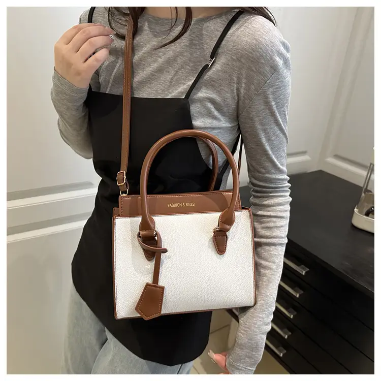 White Brown Textured Shoulder Bag for Women — feature 7